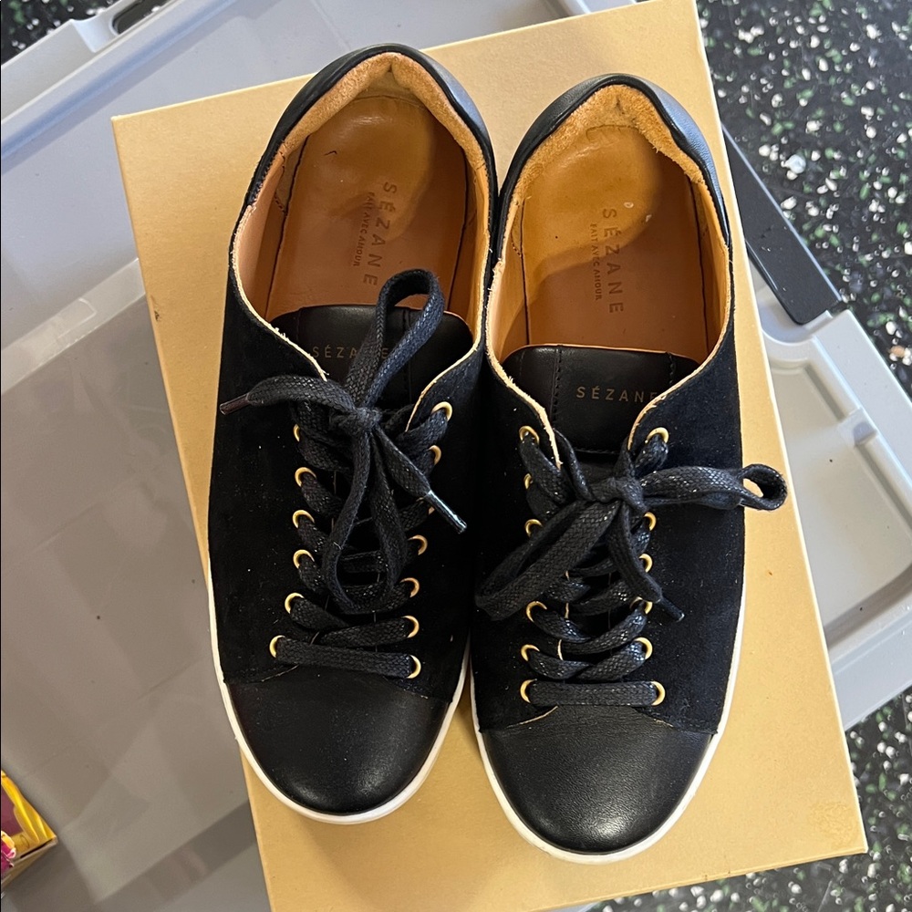 Sezane Black and White Sneakers